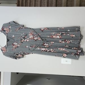 Torrid Gray Floral Dress Pink White Flowers Women's 1X